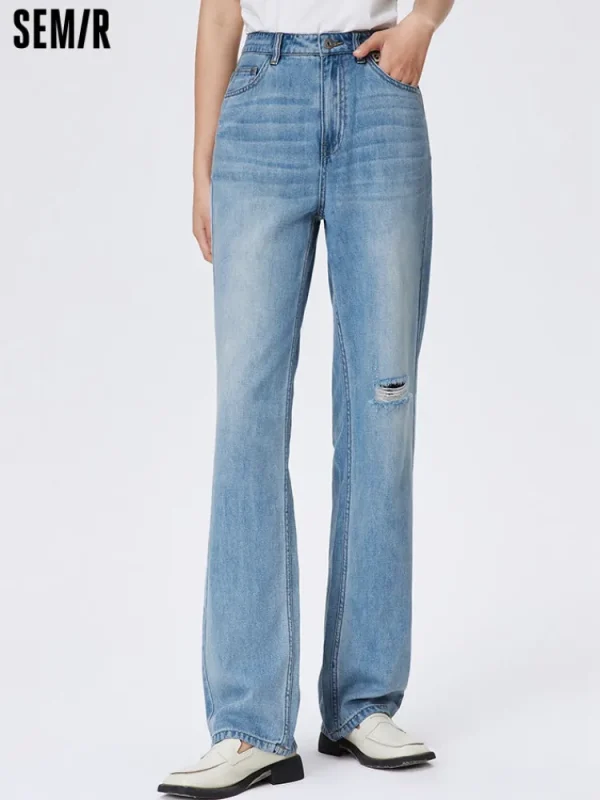 Women SEMIR Ladies Denim Long-staple Cotton Straight Pants