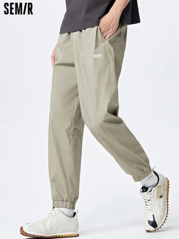 SEMIR Men's Cotton Comfortable Cool Antibacterial Woven Jogging Pants