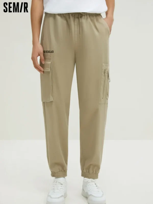 SEMIR Men's Cotton-Polyester Stretch Twill Loose Cargo Pants