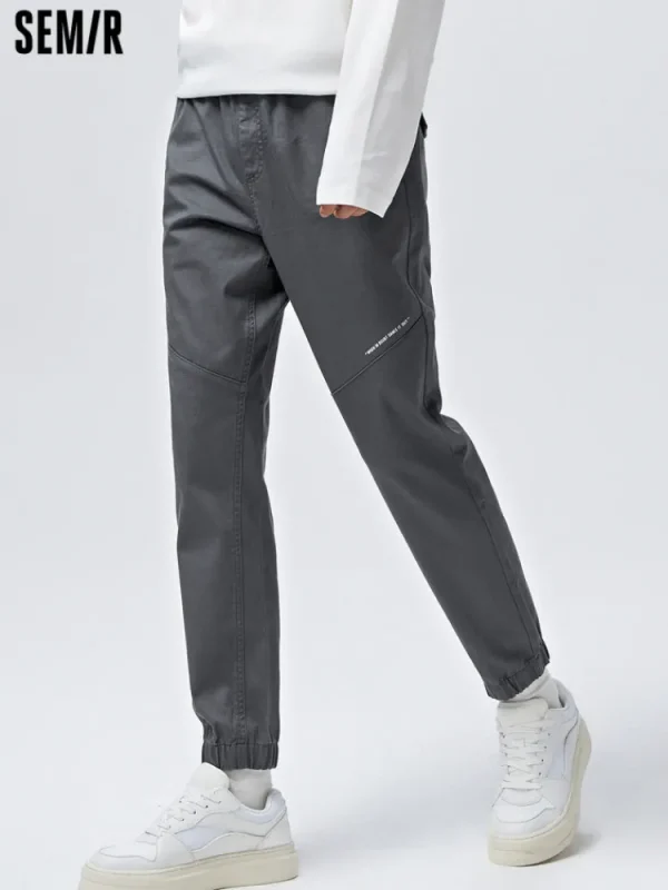 SEMIR Men's Cotton-Polyester Stretch Twill Monogram Fitted Woven Jogging Pants