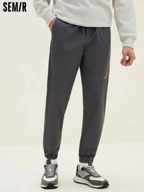 SEMIR Men's Cotton-Polyester Stretch Twill Monogram Fitted Woven Jogging Pants