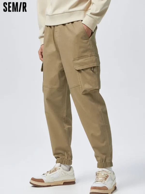 SEMIR Men's Cotton-Polyester Stretch Twill Loose Cargo Pants
