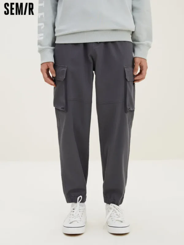 SEMIR Men's Cotton-Polyester Stretch Twill Loose Cargo Pants