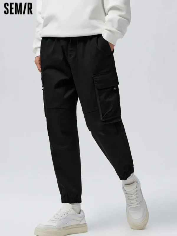 SEMIR Men's Cotton-Polyester Stretch Twill Loose Cargo Pants