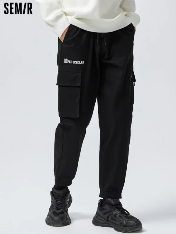 SEMIR Men's Cotton-Polyester Stretch Twill Loose Cargo Pants