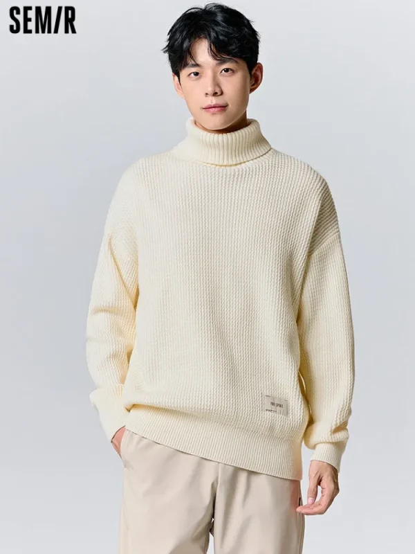 SEMIR Men's cream turtleneck sweater