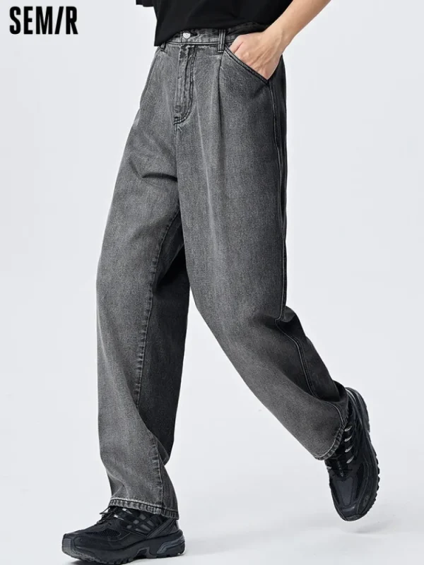 SEMIR Men's Denim Comfort Cool Straight Pants