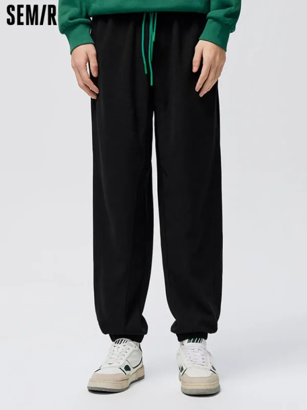 SEMIR Men's Draping Waffle Contrast Ribbon Loose Knitted Jogging Pants