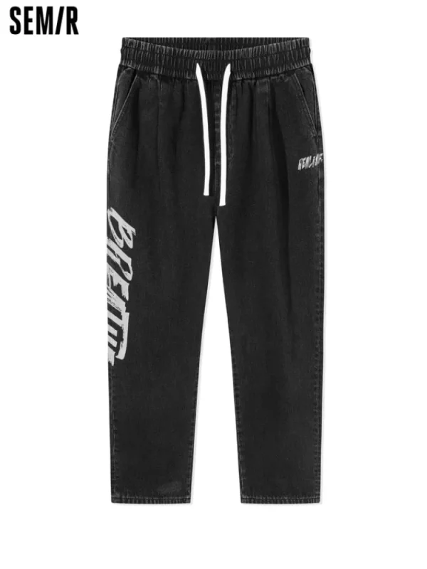 SEMIR Men's Eco-Friendly Lyocell Denim Monogram Loose Straight Pants