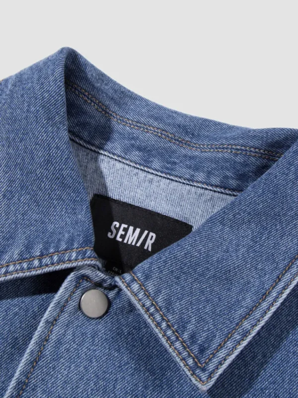 SEMIR Men's Eco-Friendly Lyocell Denim Contrast Monogram Loose Denim Jacket