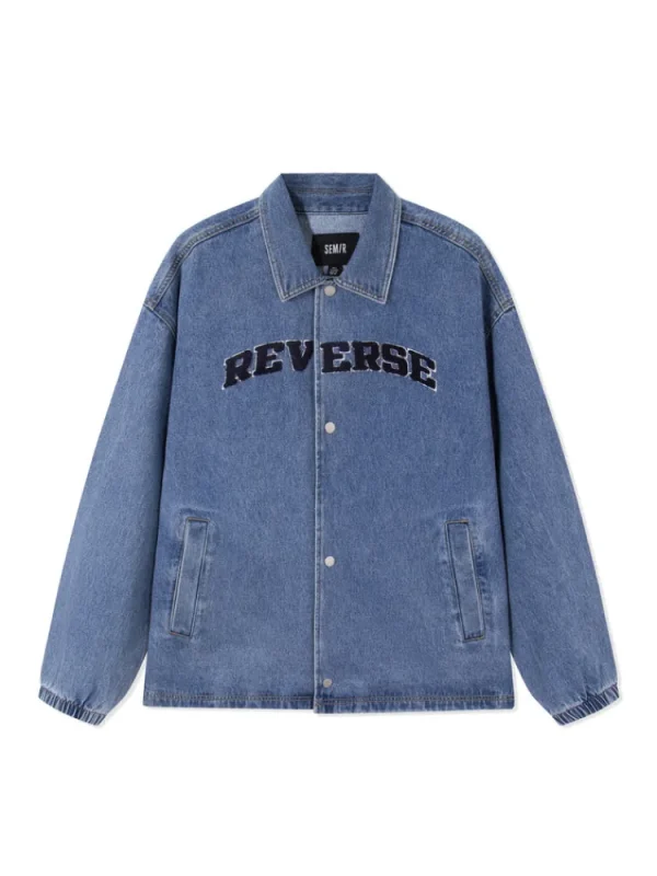 SEMIR Men's Eco-Friendly Lyocell Denim Contrast Monogram Loose Denim Jacket