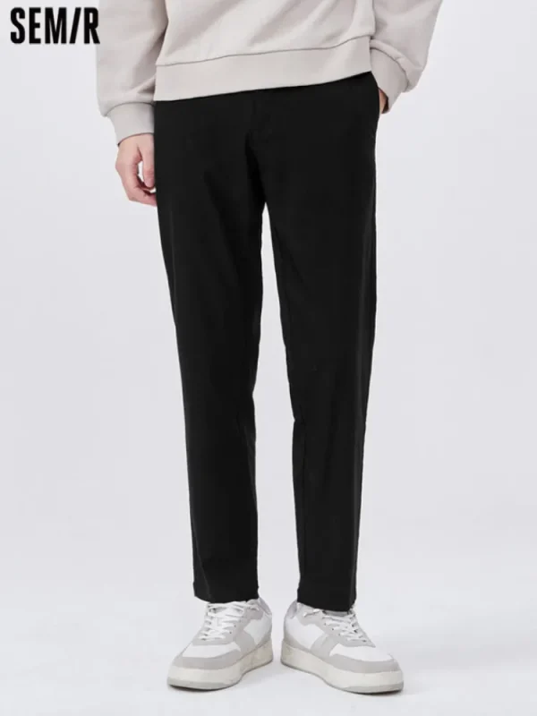 SEMIR Men's Faille Solid Colour Fitted Boot Cut Basic Pants