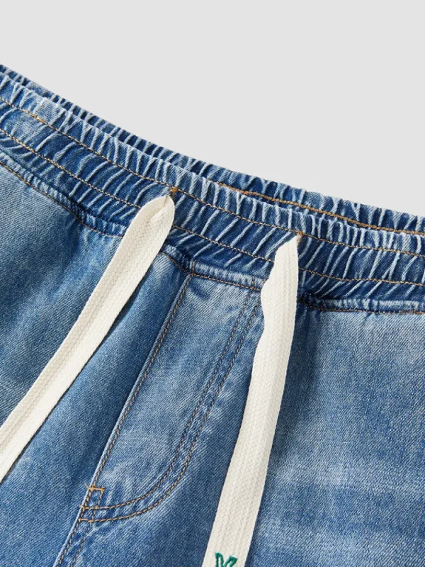 SEMIR Men's Puff Denim Straight Pants