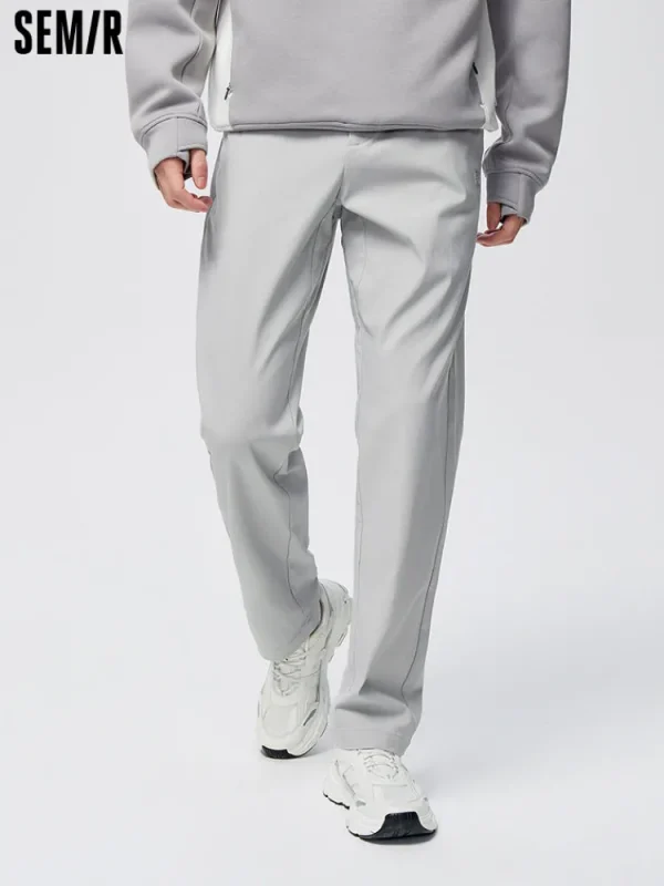 SEMIR Men's Textured Faille Solid Colour Slim Boot Cut Pants
