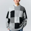 SEMIR Unisex gray and black crew neck sweater