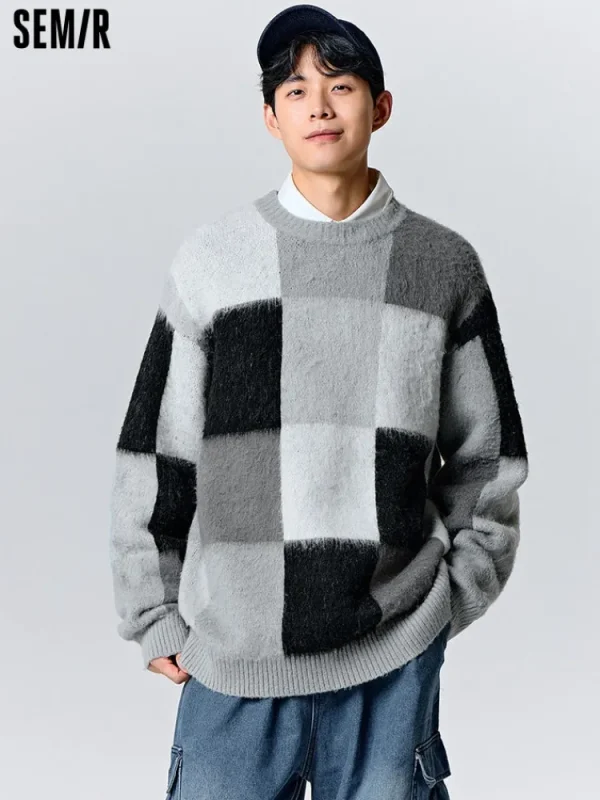SEMIR Unisex gray and black crew neck sweater