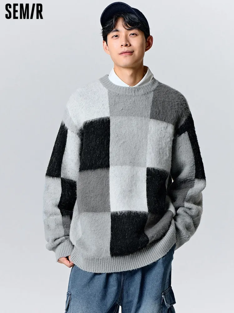 unisex_gray_and_black_cre_0.webp SEMIR Unisex gray and black crew neck sweater