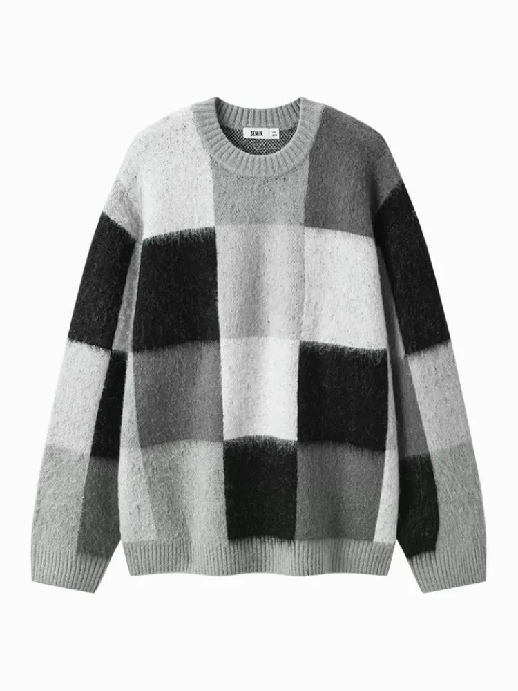unisex_gray_and_black_cre_3.webp SEMIR Unisex gray and black crew neck sweater
