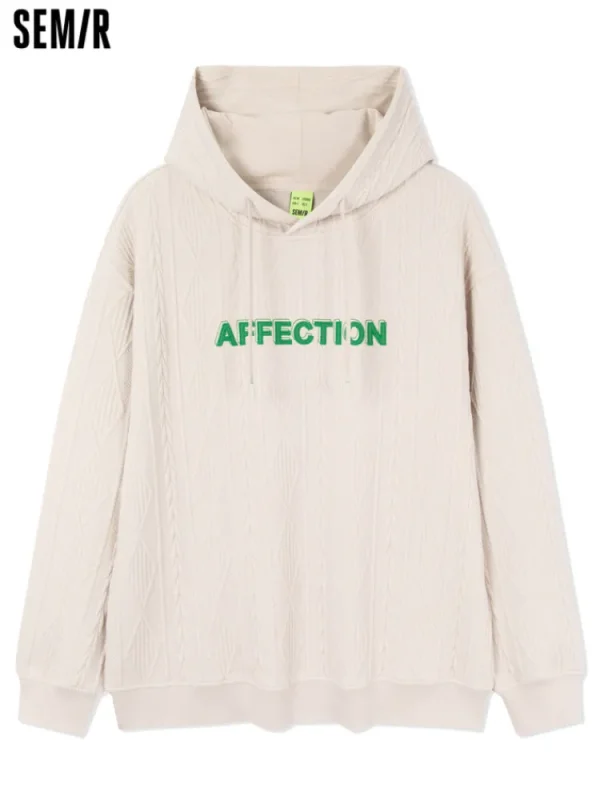 Women SEMIR Unisex's Wool-Like Wire Jacquard Monogram Loose Hooded Sweatshirt