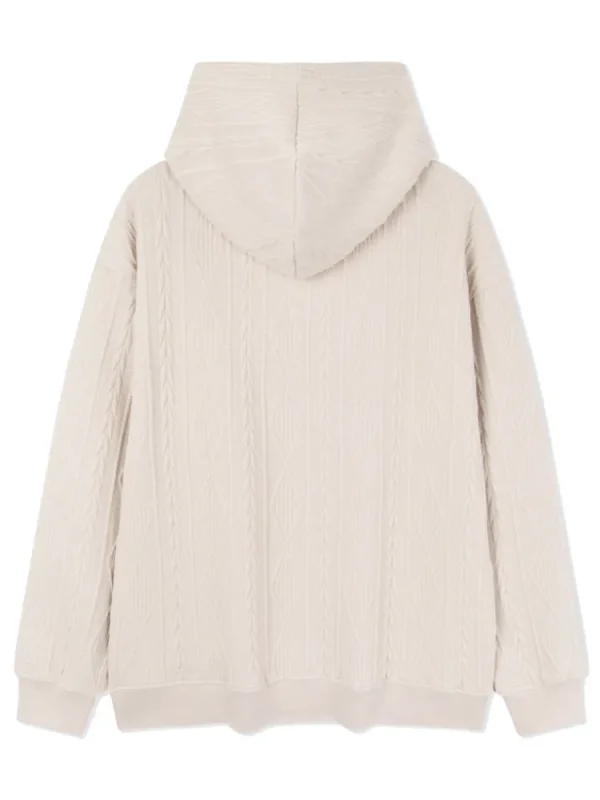 Women SEMIR Unisex's Wool-Like Wire Jacquard Monogram Loose Hooded Sweatshirt