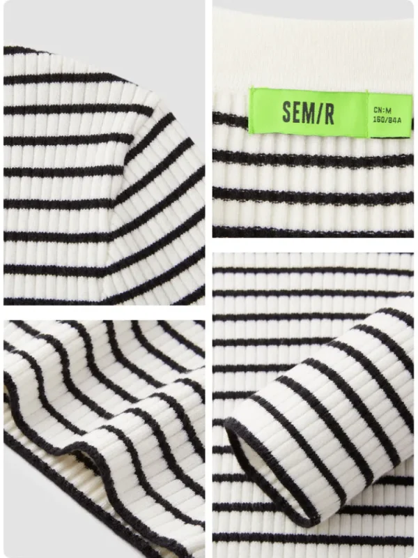 Women SEMIR Women's Anti-Pilling Acrylic Contrast Collar Slim Pullover Jumper