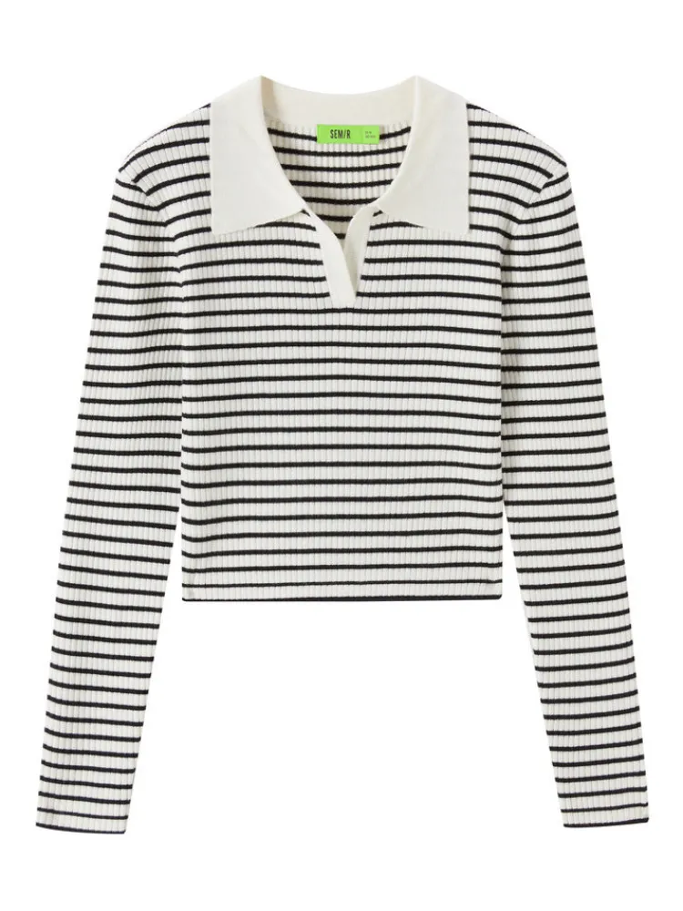 womens_antipilling_acryli_5.webp Women SEMIR Women's Anti-Pilling Acrylic Contrast Collar Slim Pullover Jumper