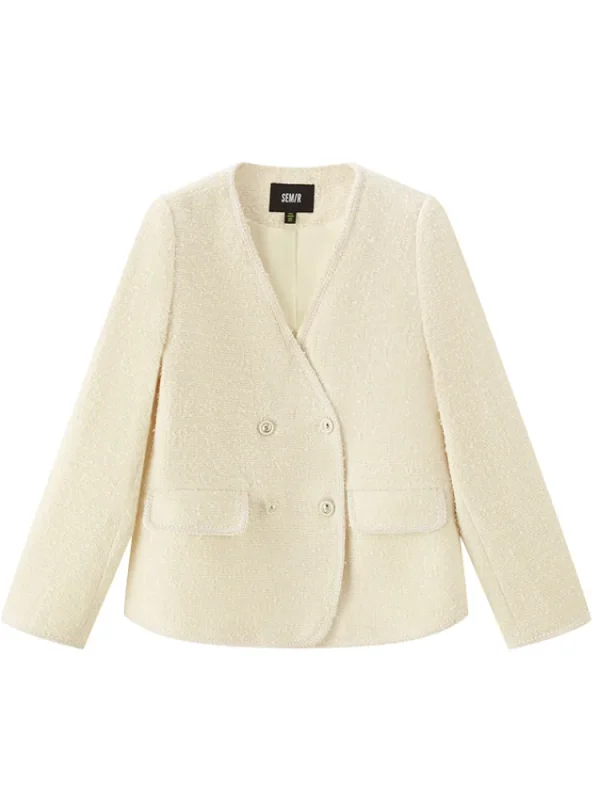 Women SEMIR Women's Fancy Yarn Solid Color Chemical Fiber Jacket