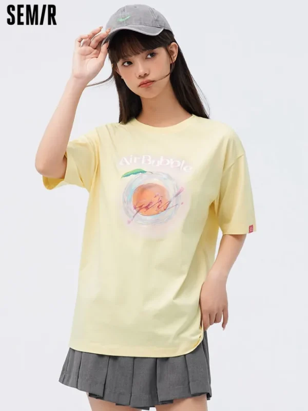 Women SEMIR Women's Knitted Comfortable Cool Antibacterial Round Neck Short Sleeves T-Shirt