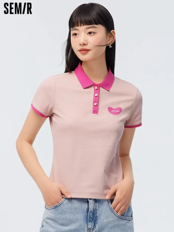 Women SEMIR Women's Knitted Comfortable Cool Antibacterial Short- sleeve Polo