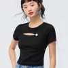 Women SEMIR Women's Knitted Round Neck Short Sleeves T-Shirt