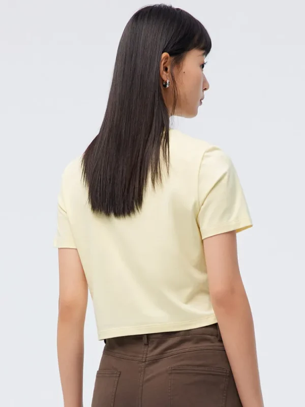 Women SEMIR Women's Knitted Round Neck Short Sleeves T-Shirt