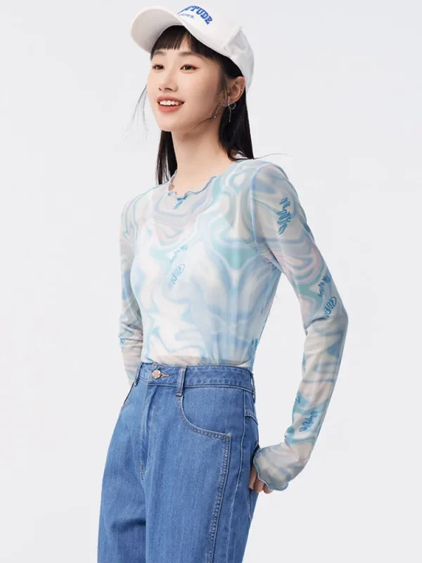 Women SEMIR Women's Knitted Round Neck Long Sleeve T-Shirt