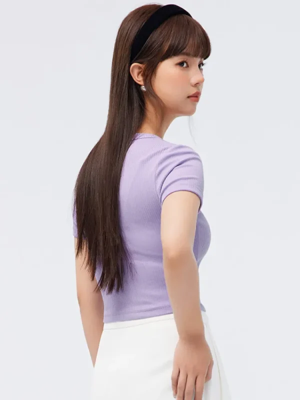 Women SEMIR Women's Knitted Round Neck Short Sleeves T-Shirt