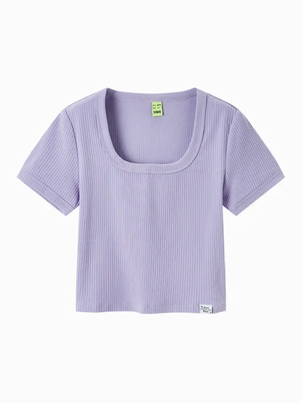 Women SEMIR Women's Knitted Round Neck Short Sleeves T-Shirt