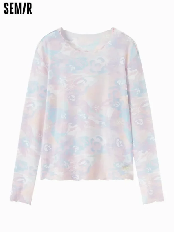 Women SEMIR Women's Knitted Round Neck Long Sleeve T-Shirt
