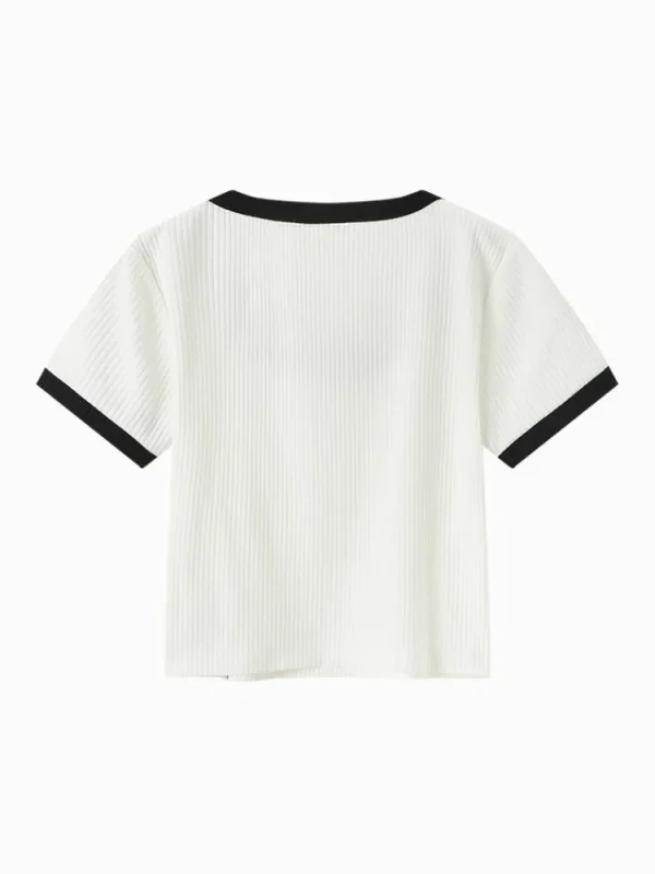 Women SEMIR Women's Knitted Round Neck Short Sleeves T-Shirt