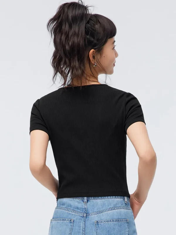 Women SEMIR Women's Knitted Round Neck Short Sleeves T-Shirt