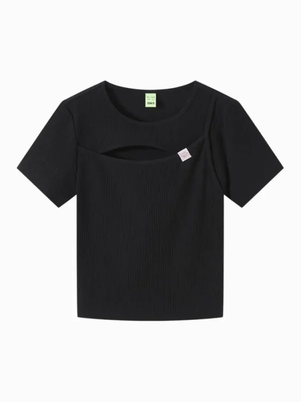 Women SEMIR Women's Knitted Round Neck Short Sleeves T-Shirt