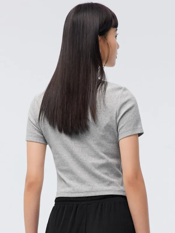 Women SEMIR Women's Knitted Round Neck Short Sleeves T-Shirt