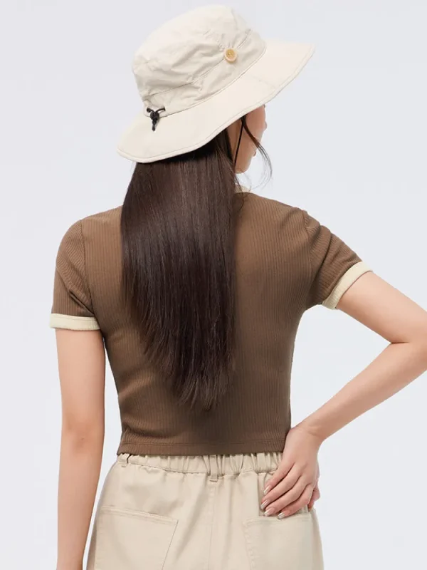 Women SEMIR Women's Knitted Round Neck Short Sleeves T-Shirt