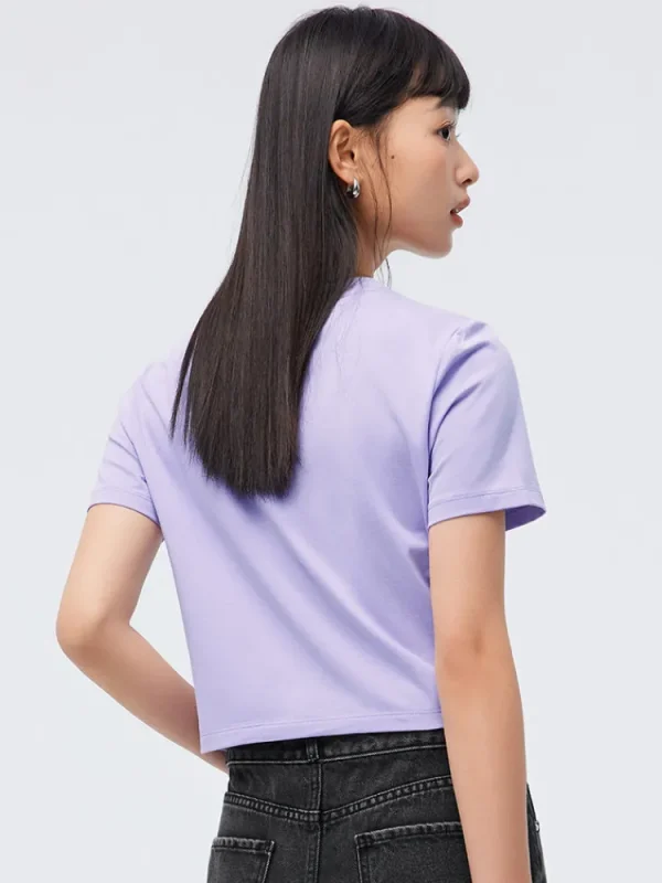 Women SEMIR Women's Knitted Round Neck Short Sleeves T-Shirt