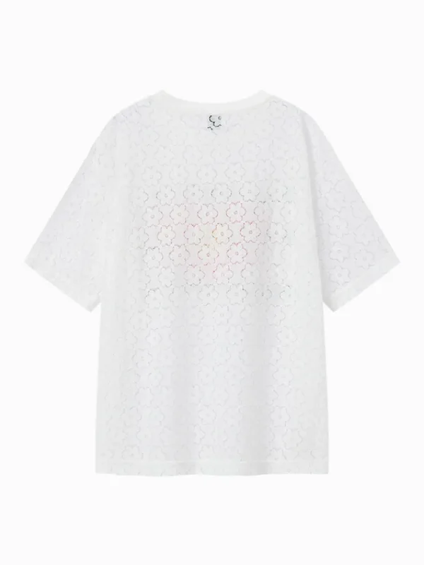 Women SEMIR Women's Lace Round Neck Short Sleeves T-Shirt
