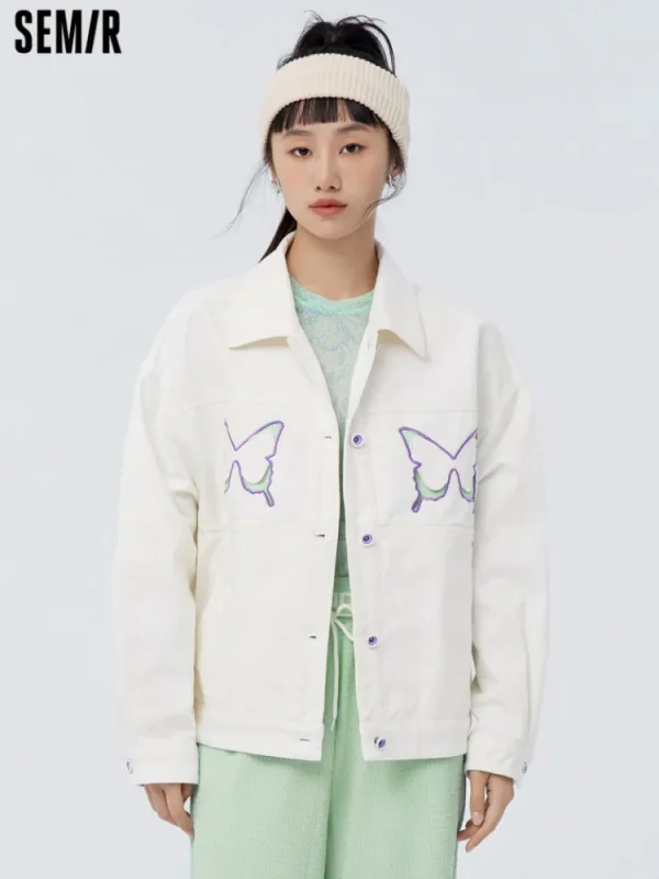 Women SEMIR Women's Light Brushed 100% Cotton Twill Butterfly Loose Chemical Fiber Jacket
