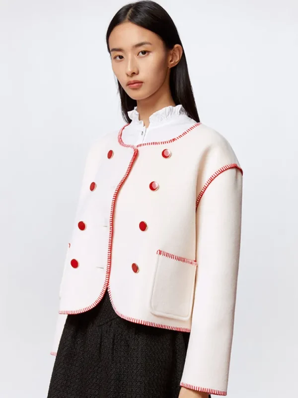 Women SEMIR Women's Polyester Contrast Stitching Fitted Knitted Jacket