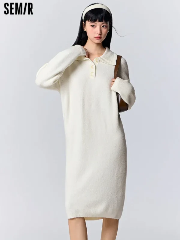 Women SEMIR Women's white woolen dress